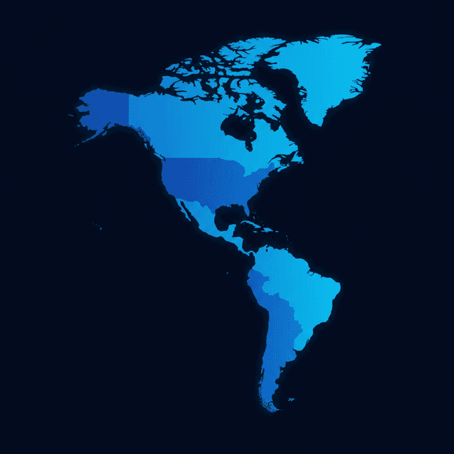 Mapa de operações da Agence nas Américas