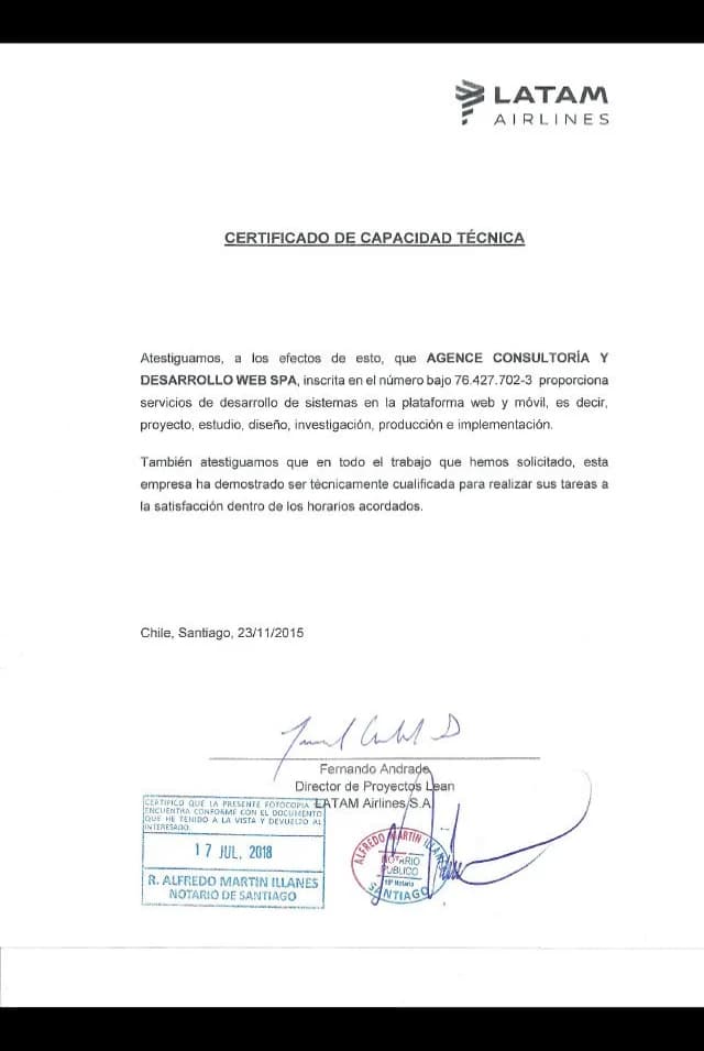 Atestado de capacidade técnica — LATAM Airlines